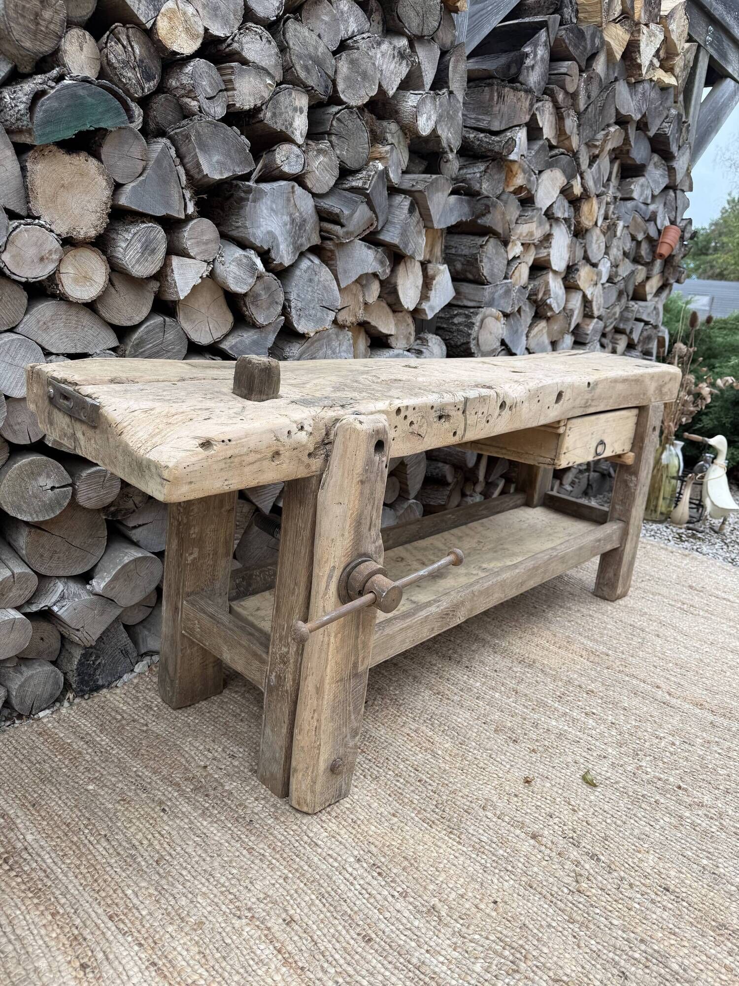 Renovated carpenter's workbench 170cm