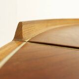 Mid-century wood and leather coffee table