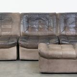 Grey leather elements design sofa 3 elements + footstool