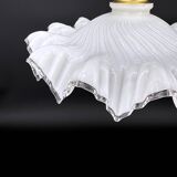 White opaline glass pendant light with draped shape