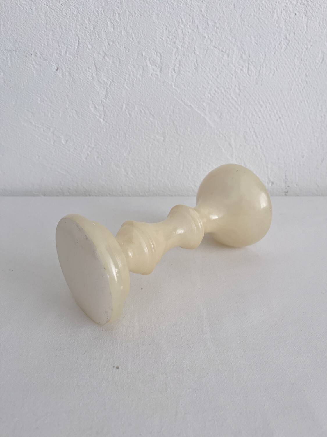 Vintage alabaster-style resin candlestick holder