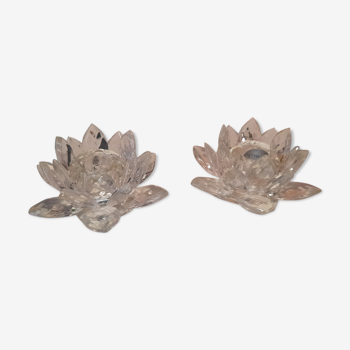 Paire de bougeoirs en cristal
