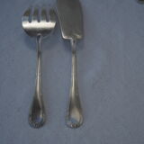 Fish service and its 6 silver-plated cutlery, crossed ribbon model