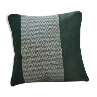 Green and square green and white ethnic decorative cushion