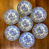 Set of 7 blue Lunéville & KG plates
