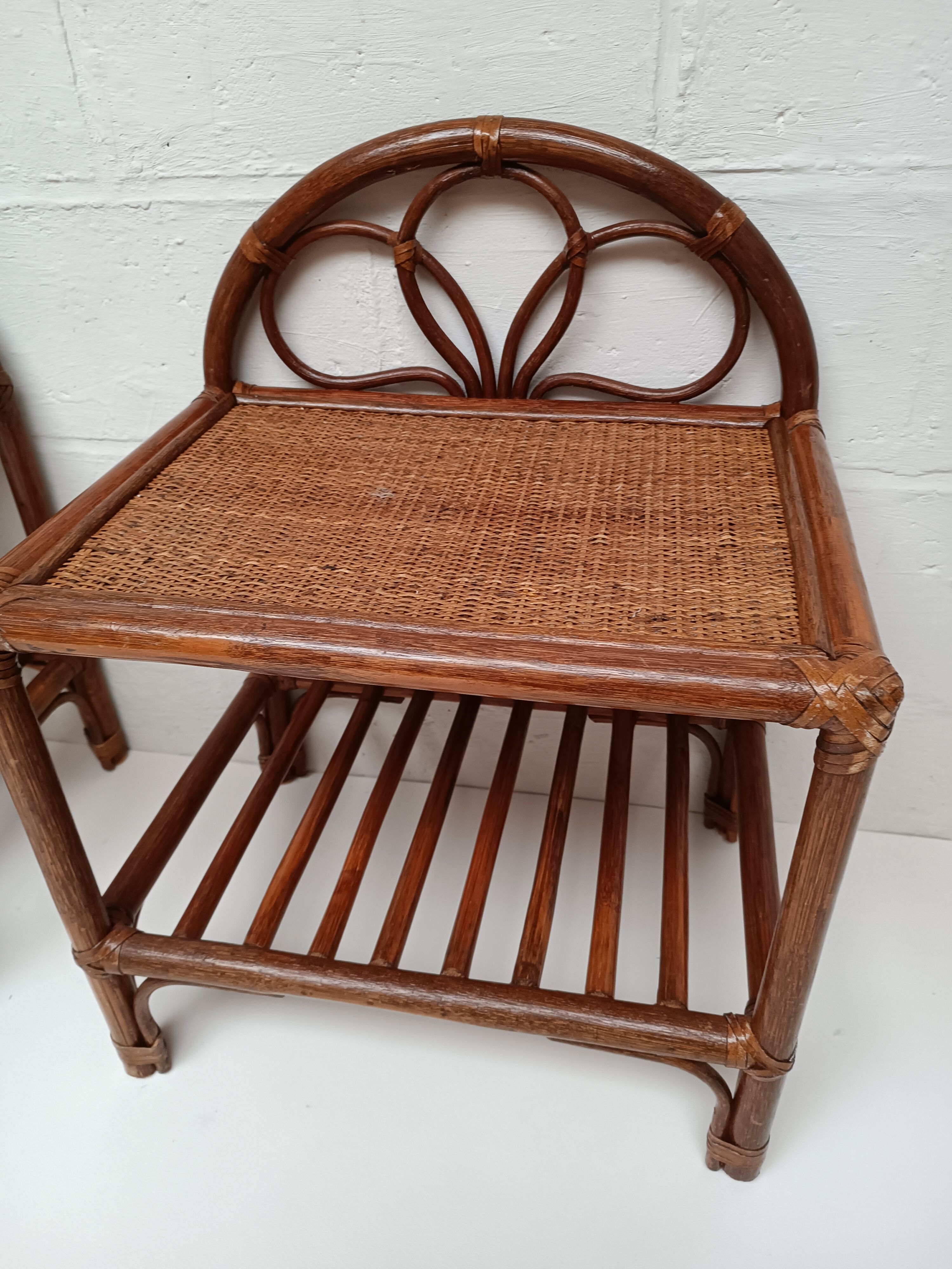 Paire de chevets rotin vintage