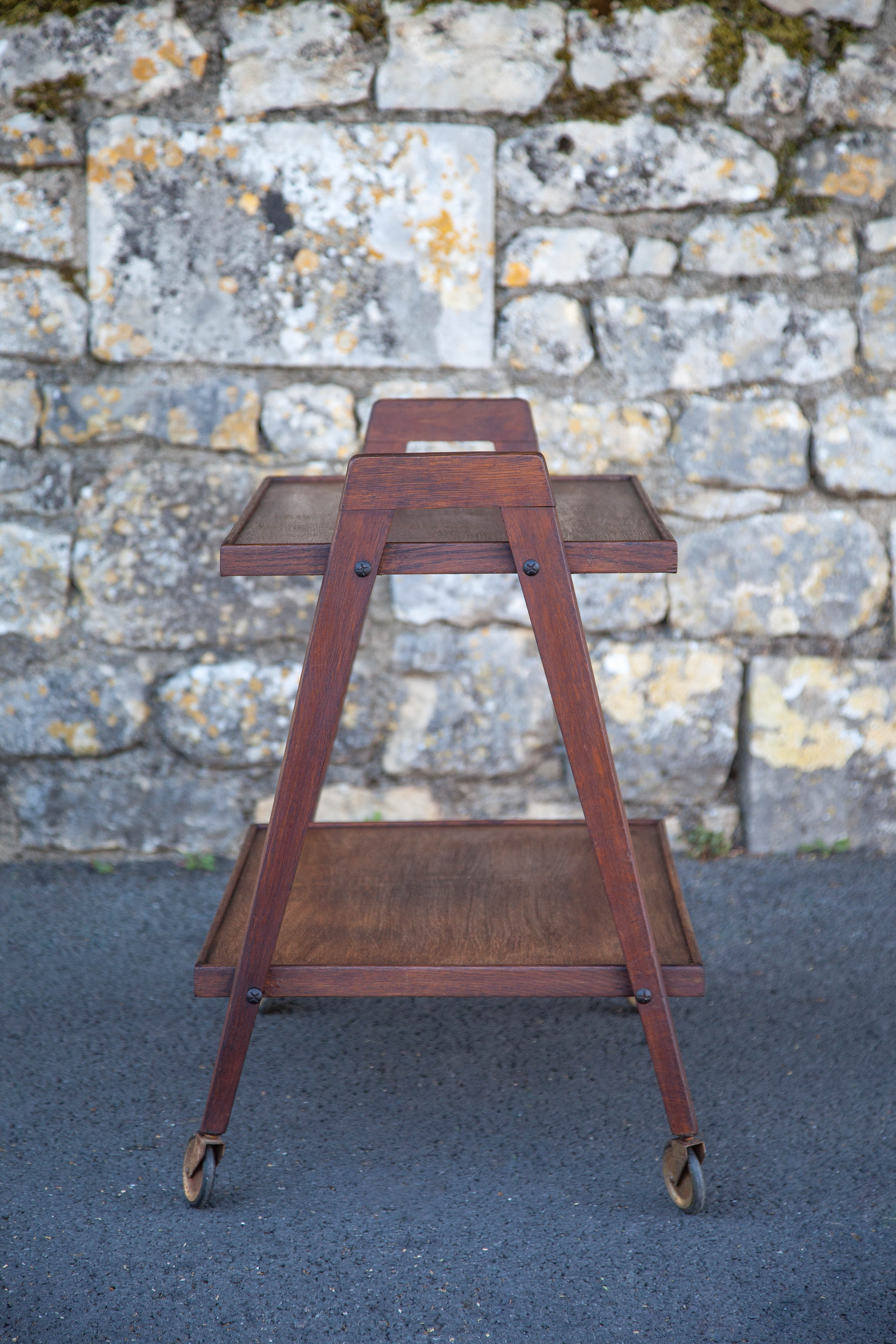 Vintage wooden serving trolley