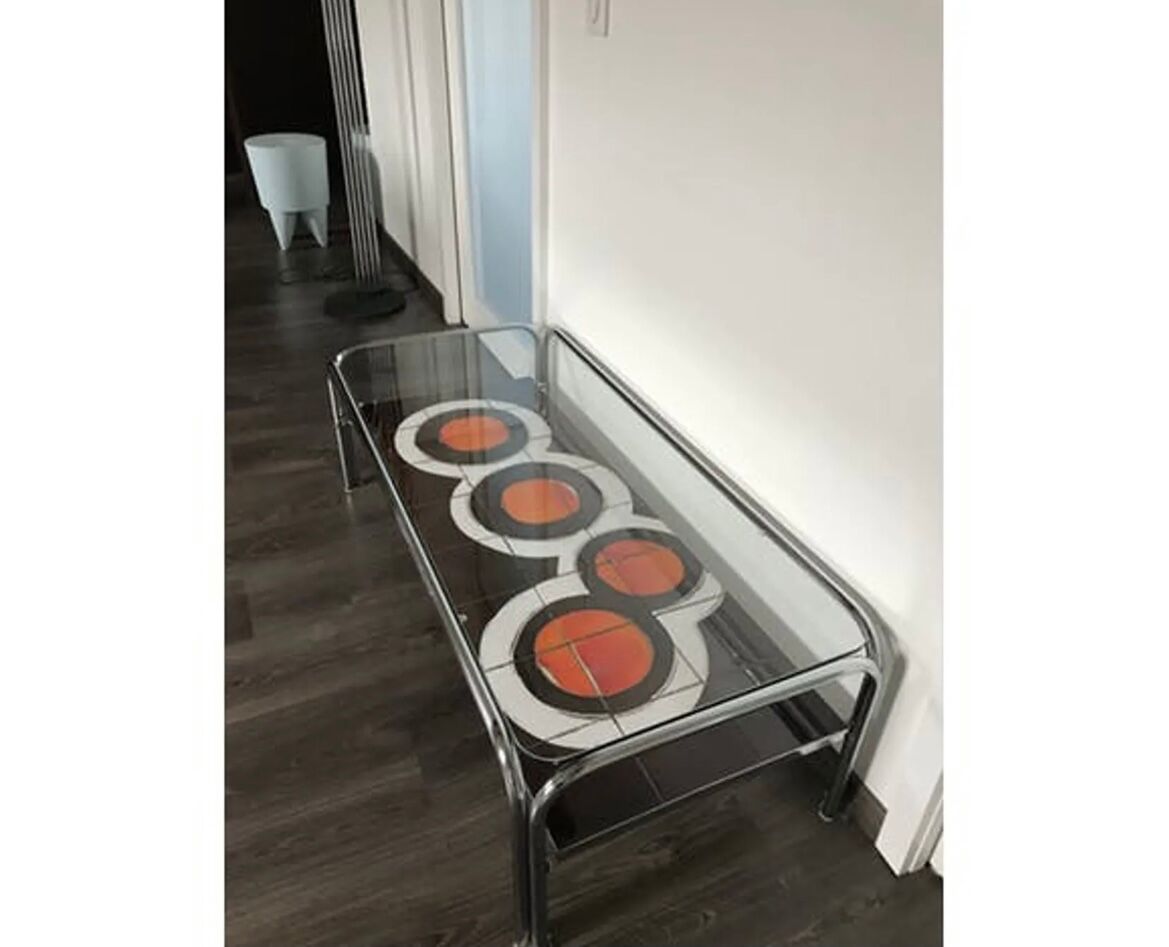 Ceramic coffee table chrome
