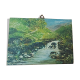 Peinture sur panneau, paysage de campagne, fin du XIXe siècle