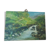 Late 19th century painting on panel, countryside landscape