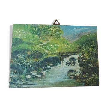 Late 19th century painting on panel, countryside landscape