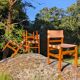 4 solid elm chairs Maison Regain, France 1970s