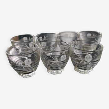 7 verres à liqueur, années 50