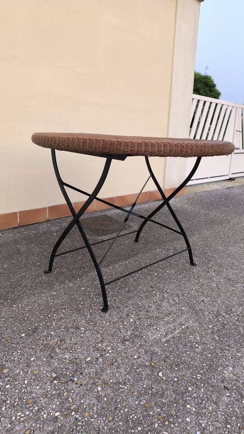 Wicker and wrought iron table 1960