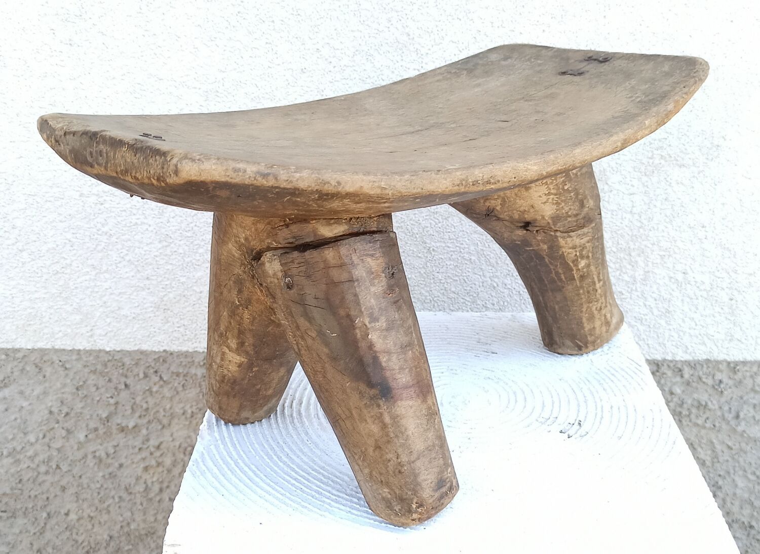 Antique wooden stool. Lobi African Art from West Africa