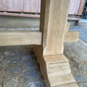 Large stripped monastery table in raw solid oak 225cm 1970