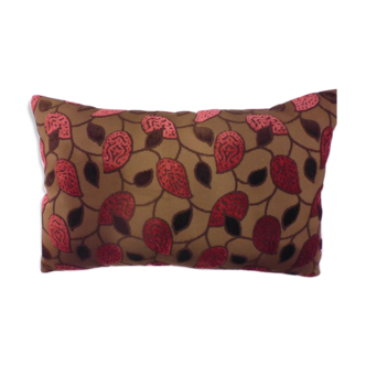 Brown cotton rectangle pillow and sheets fuschia pink velvet 60x30cm