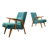 Pair of Czech blue and green armchairs 1960