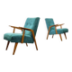 Paire de fauteuils bleu nuancé vert tchèque 1960