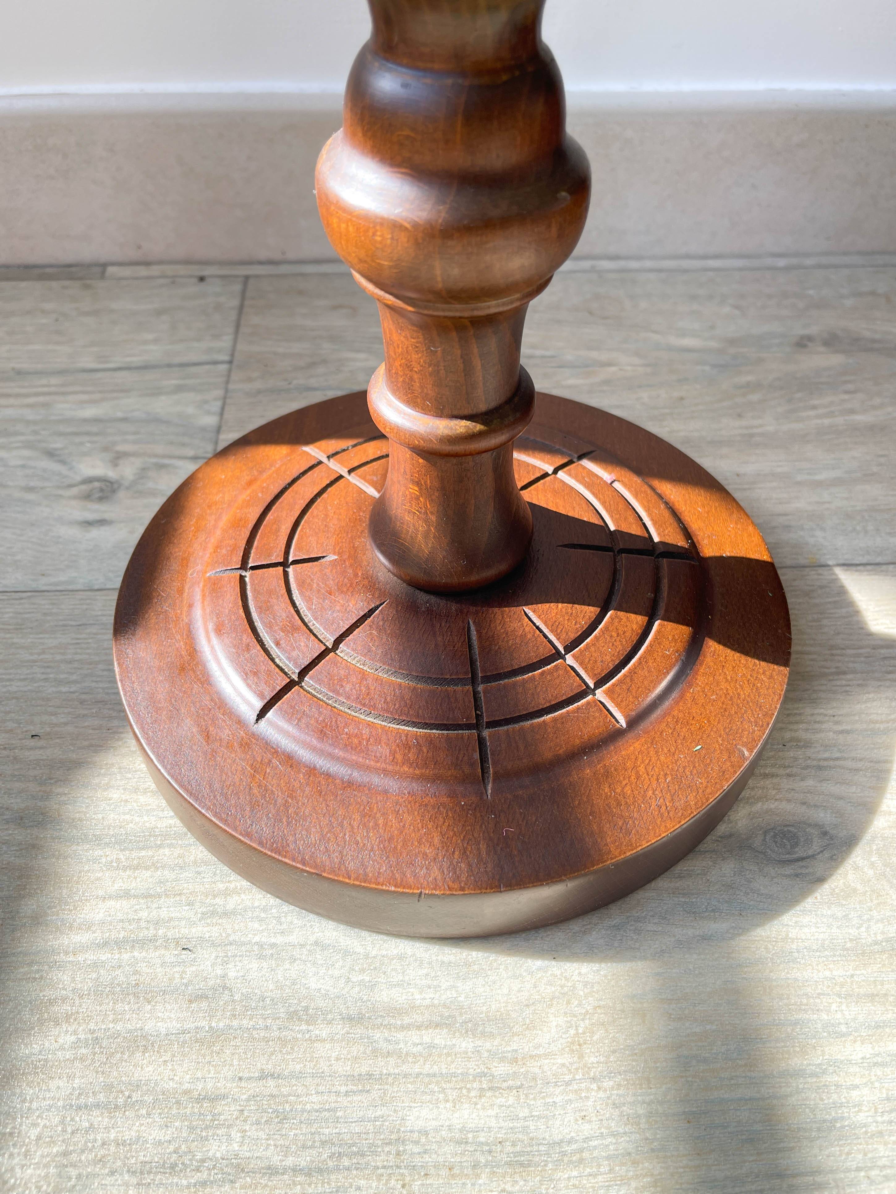 Vintage carved wooden pedestal ashtray
