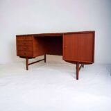 Vintage teak desk: double sided