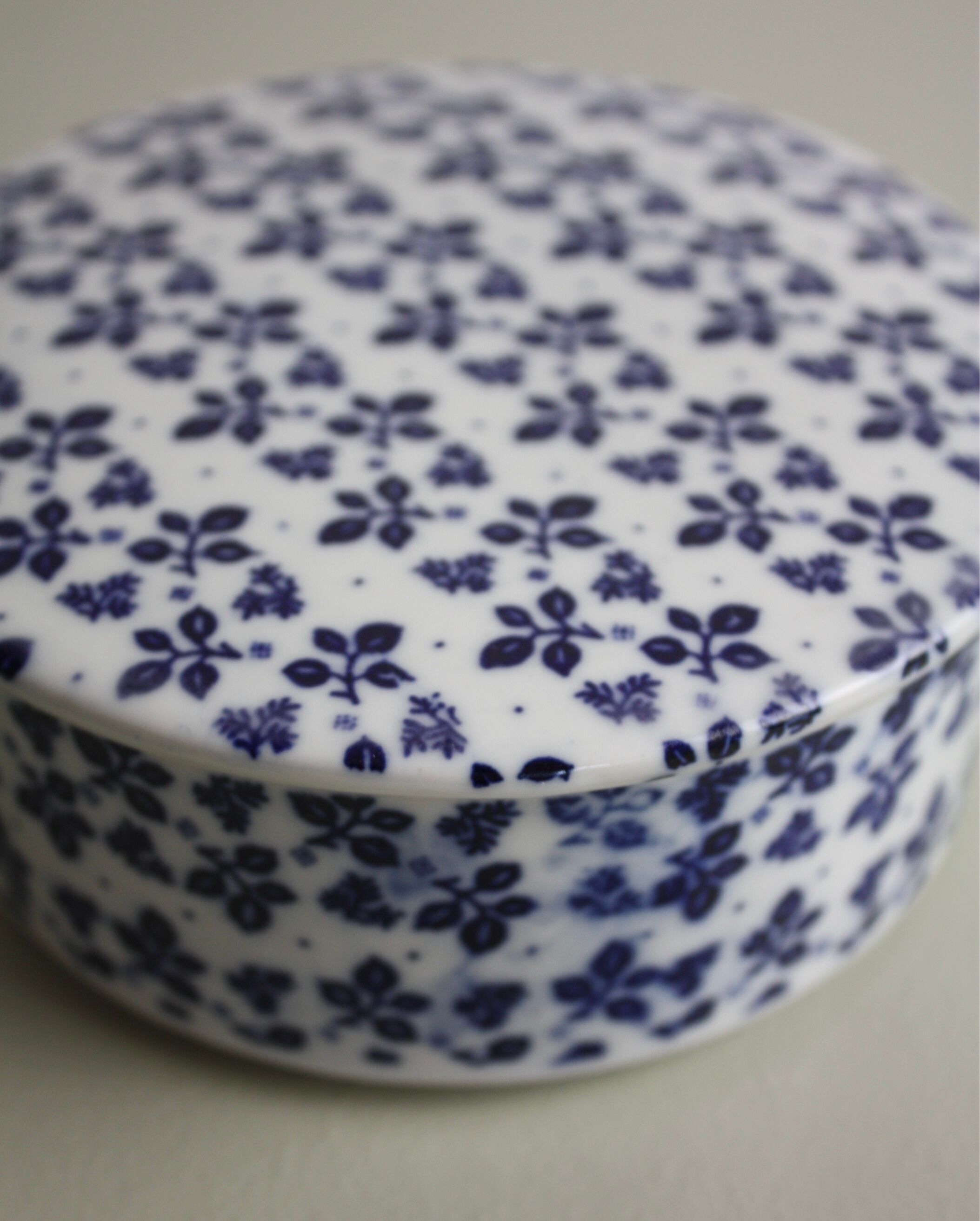 White and blue porcelain jewelry box