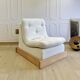 Vintage brutalist armchair in oak – ecru boucle fabric