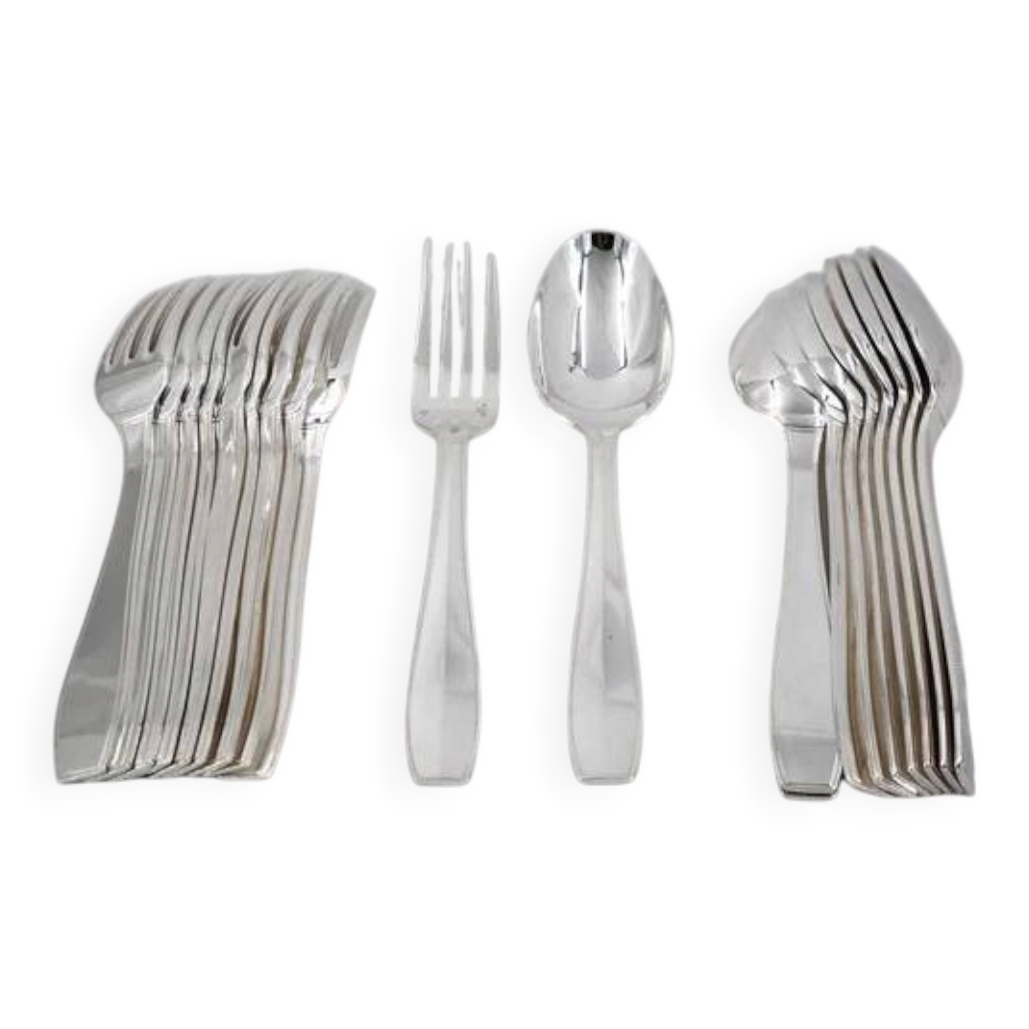 Christofle Atlas model, 10 dessert cutlery sets, 20 pieces, Art Deco, 17.8 cm