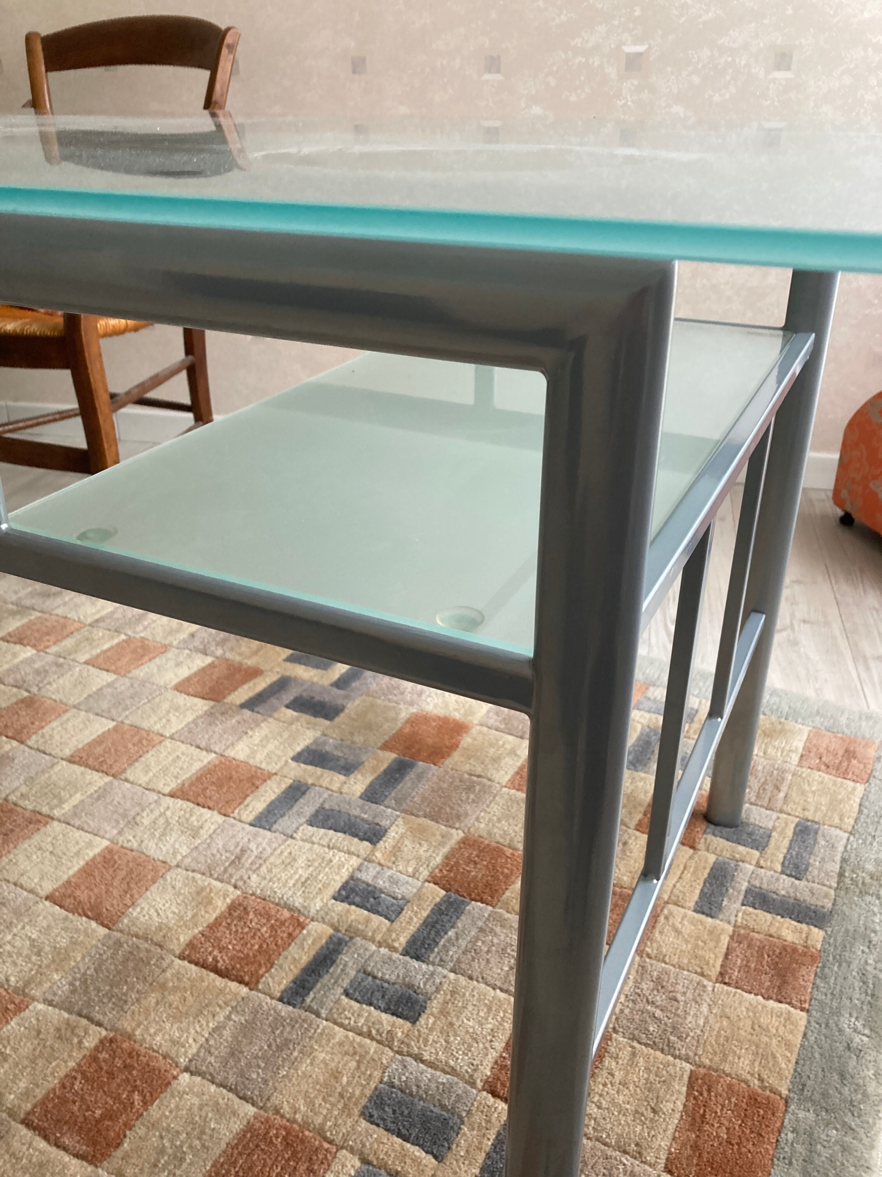 Modern glass and metal desk
