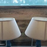 Paire de lampes en verre bleuté