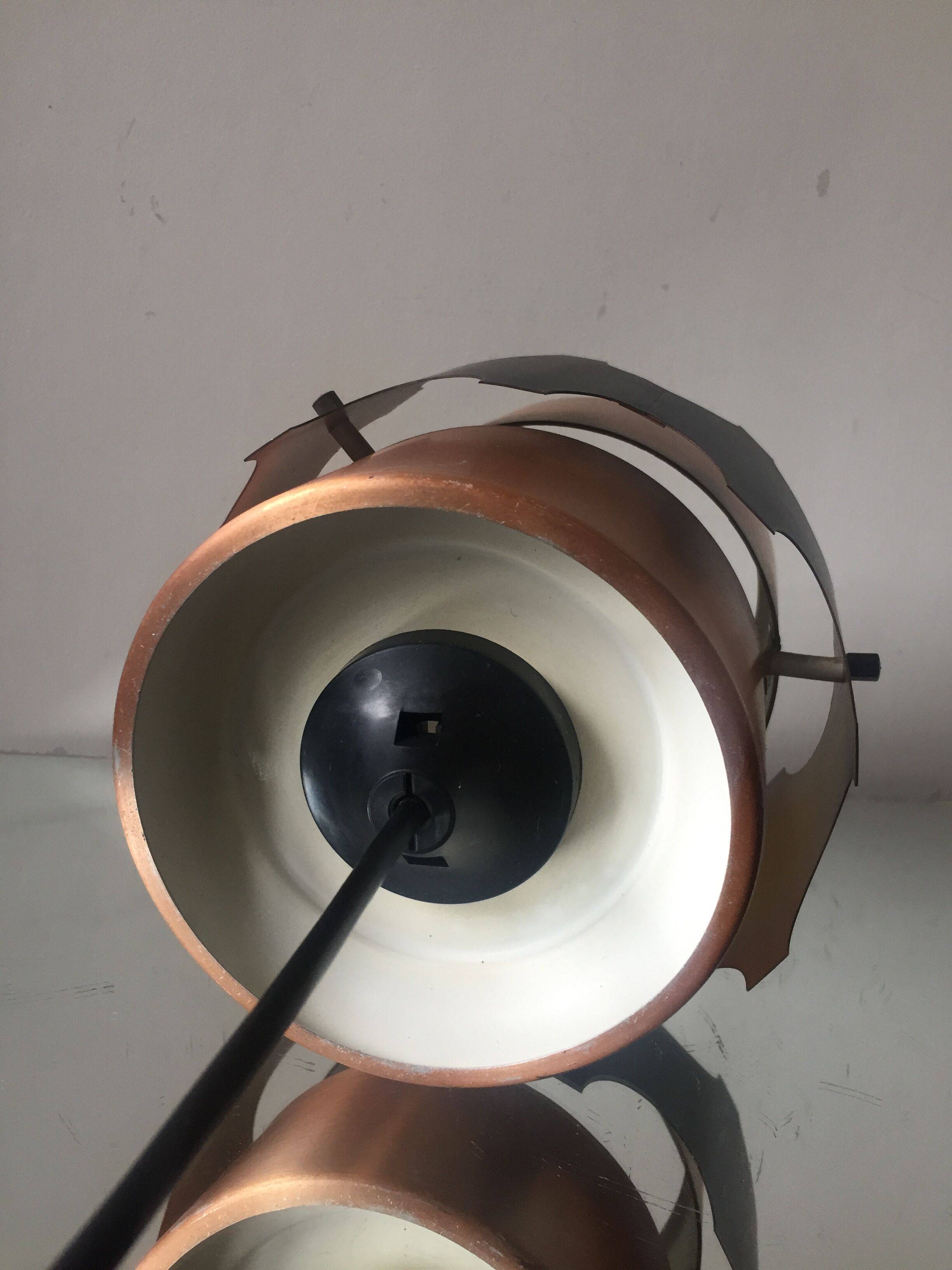 Danish ceiling pendant 1960's in black & copper metal Jo Hammerborg