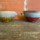 Pair of Antique Bowls Pottery Arlequin Rustrel Chiseled Ceramic + Enamel