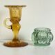 Bougeoirs vintage en verre teinté