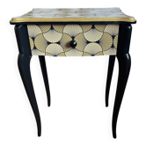 Table de chevet art déco relookée – doré & miroirs vintage