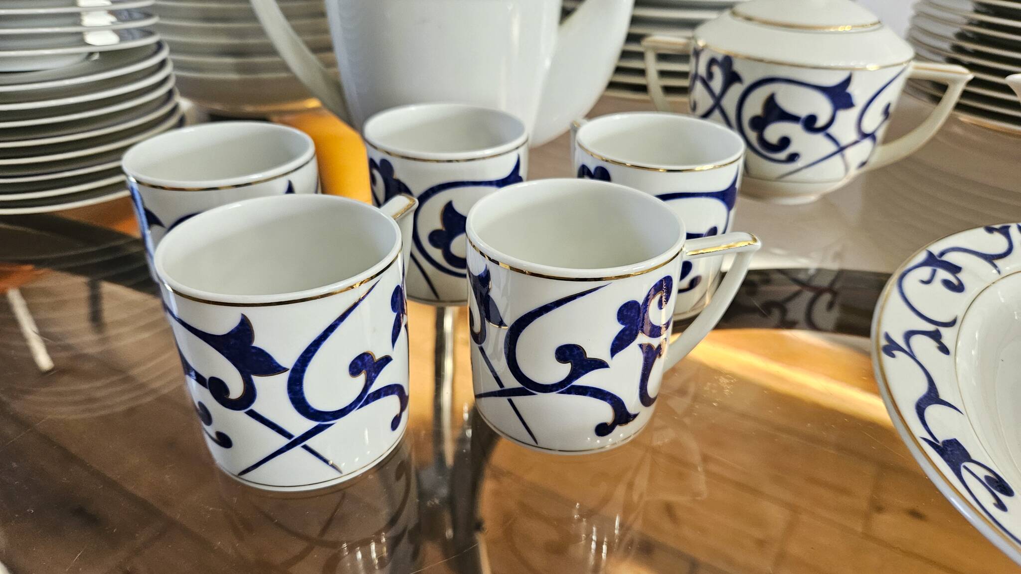 Limoges porcelain service Letang Remy, Odessa Pearl China collection.