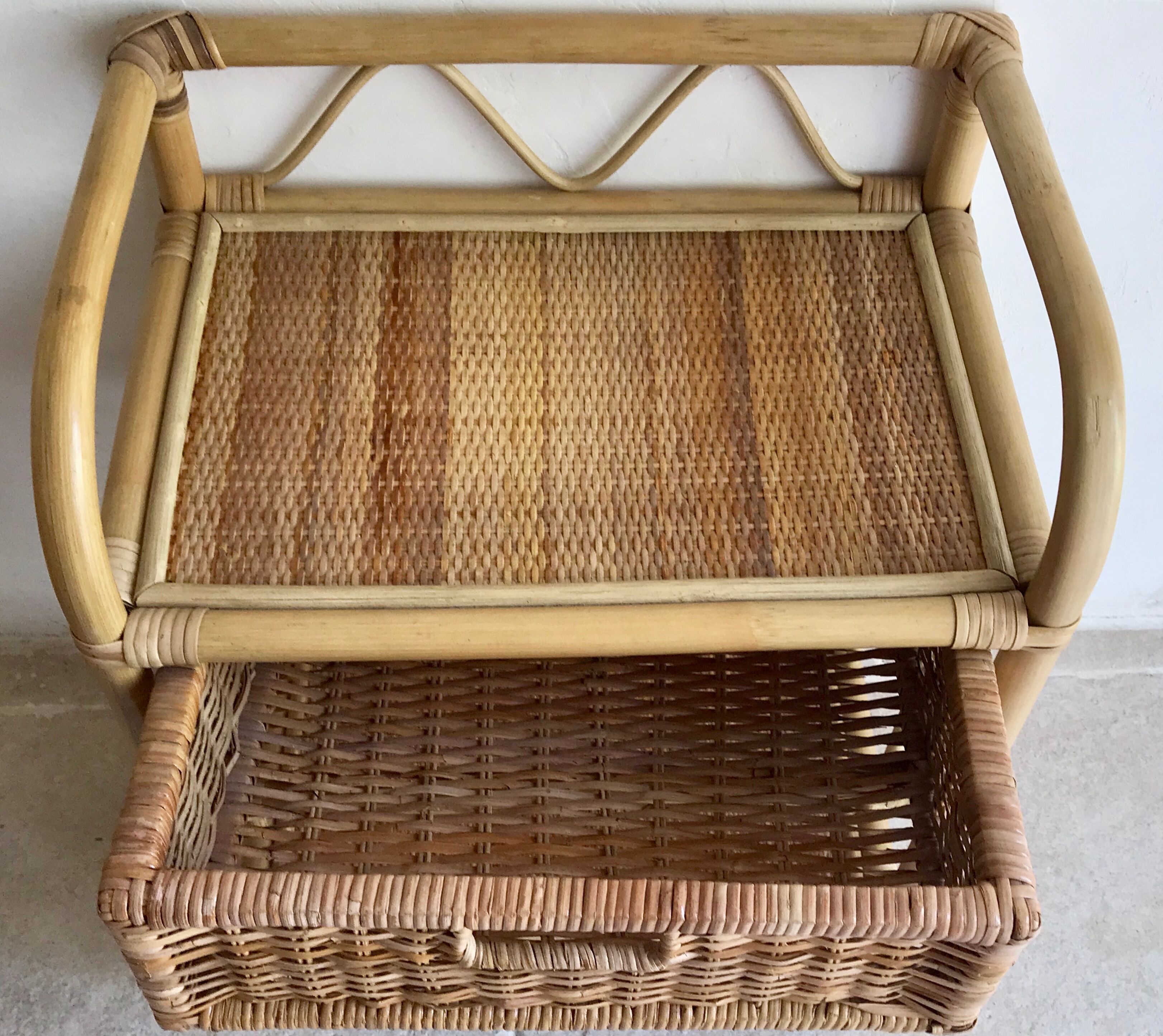 Pair of vintage rattan bedside