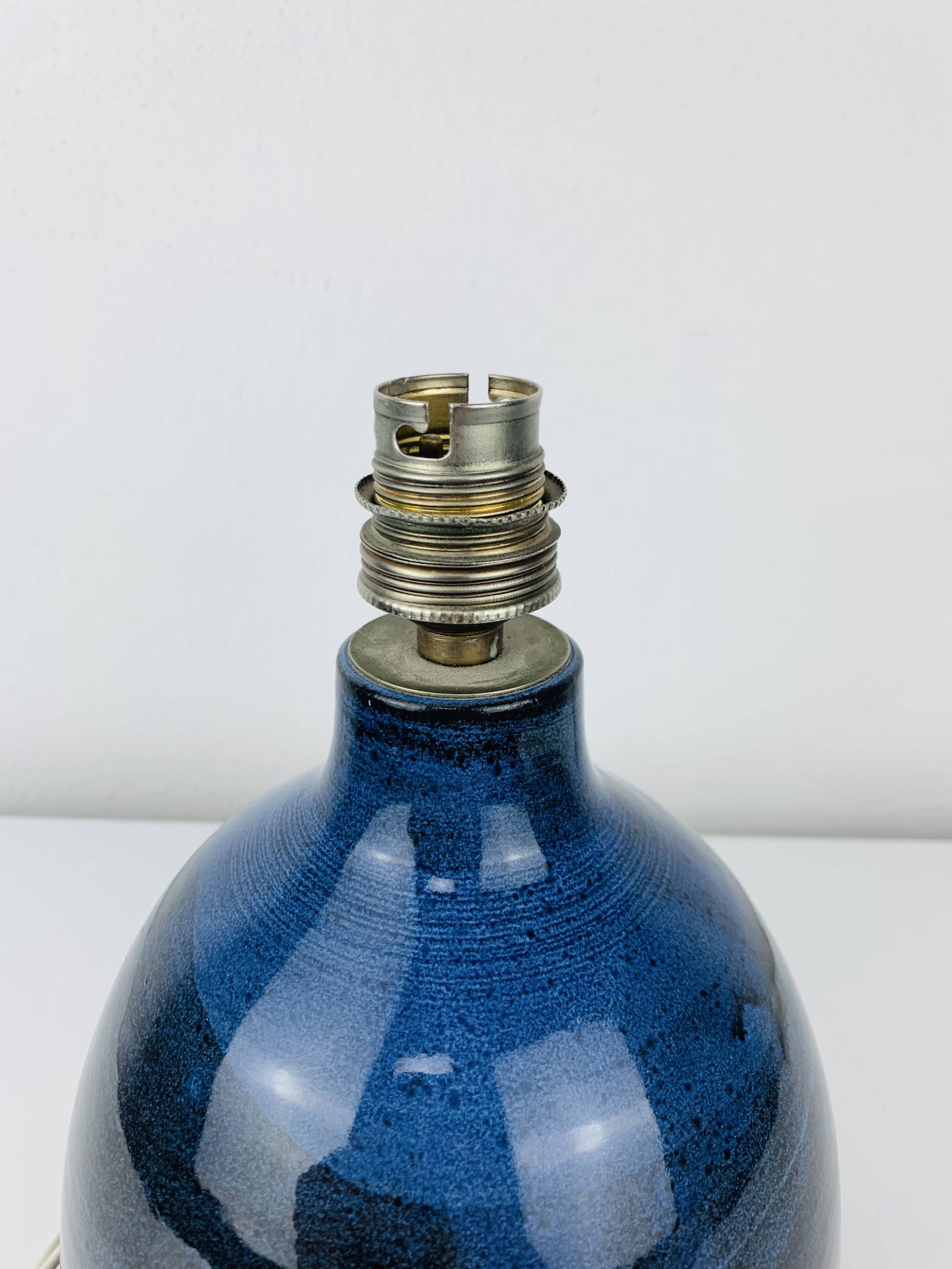 Vintage blue ceramic lamp, 1960s
