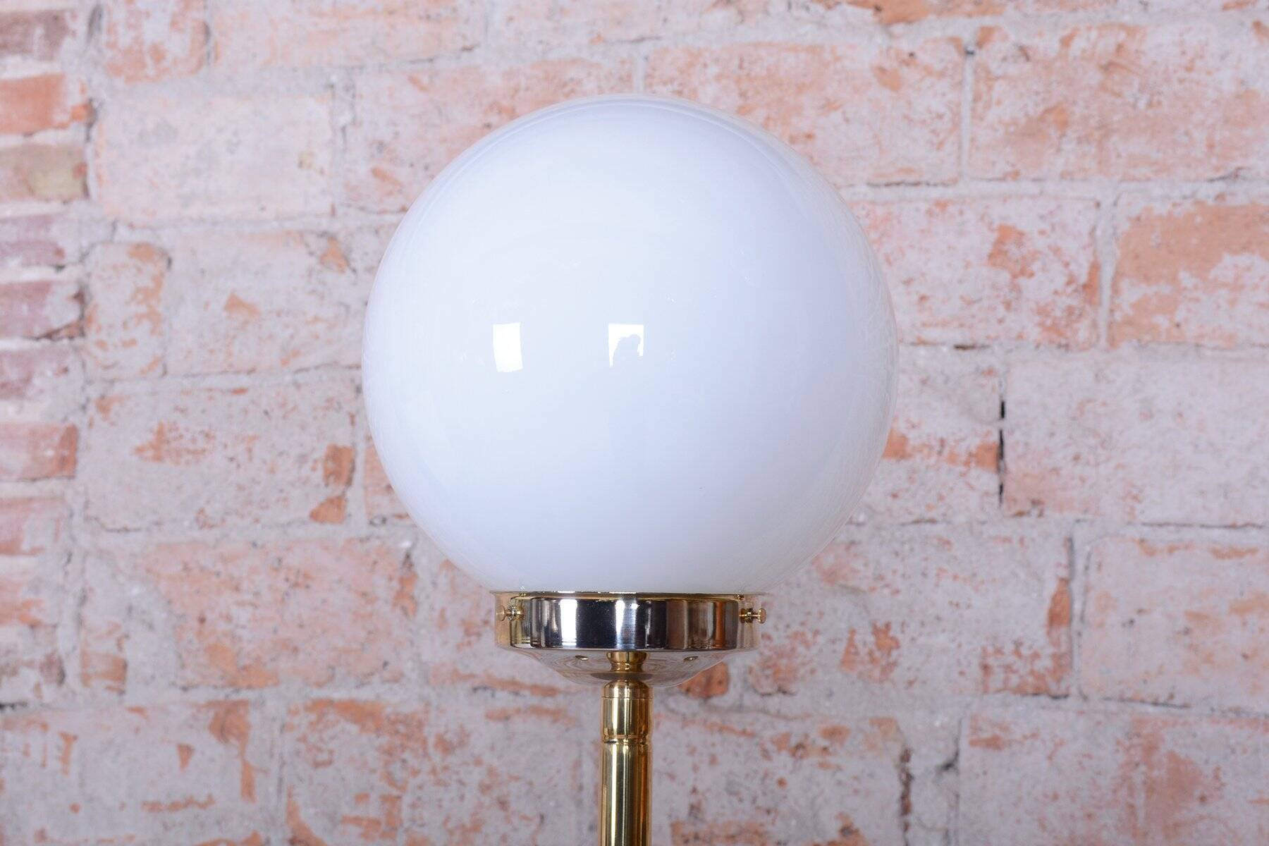 Mid-Century Modern Floor Lamp in Brass and Opaline Glass, 1960s