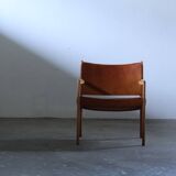 Pair of vintage Per-Olof Scotte "Premier 69" oak armchairs in cognac leather