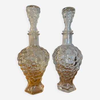 Paire carafes grappes de raisin