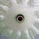 Art Deco pendant light in speckled green and white pleated glass, 1920s-30s.