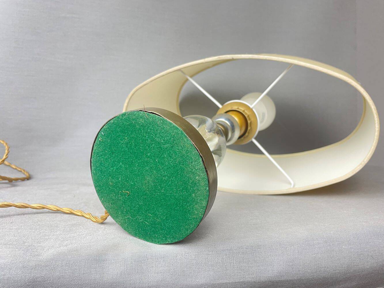 Hollywood Regency inspired brass table lamp drum lampshade
