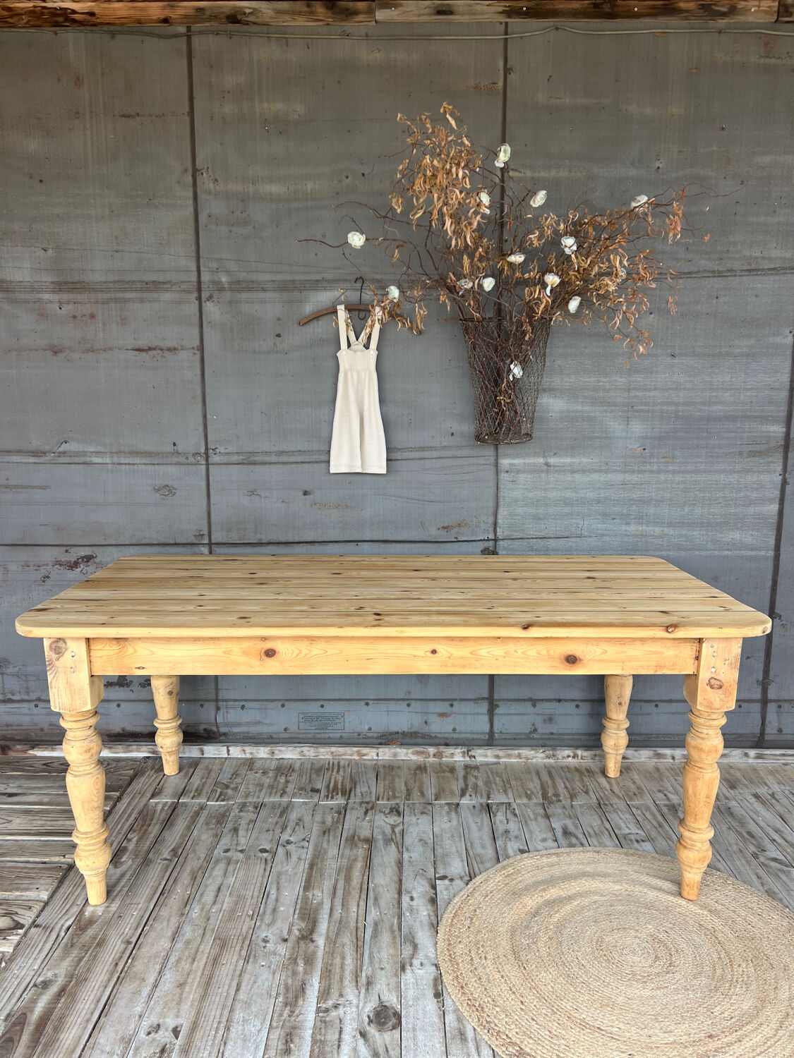 Rustic wooden farmhouse table
