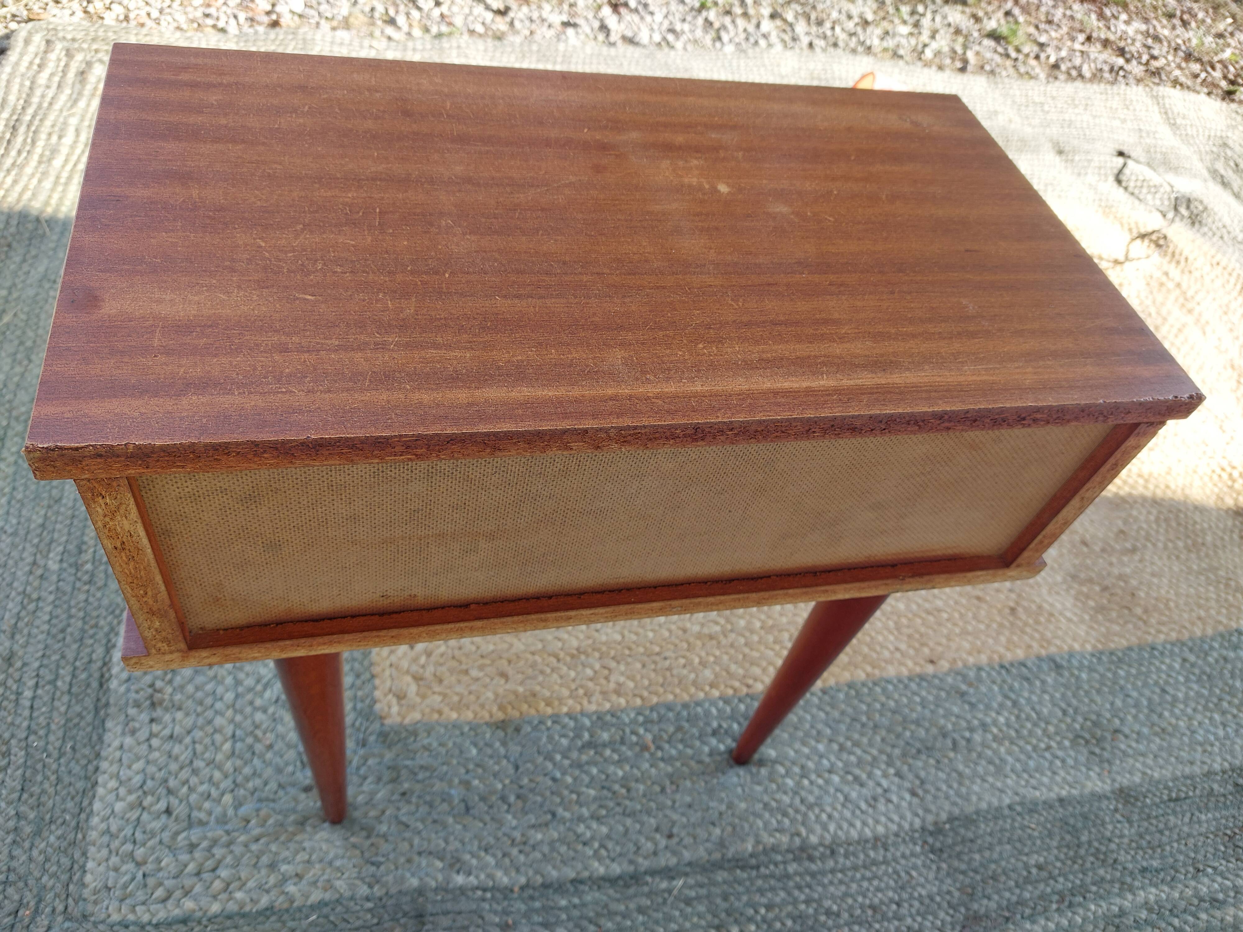 bedside table with spindle legs, vintage 70s