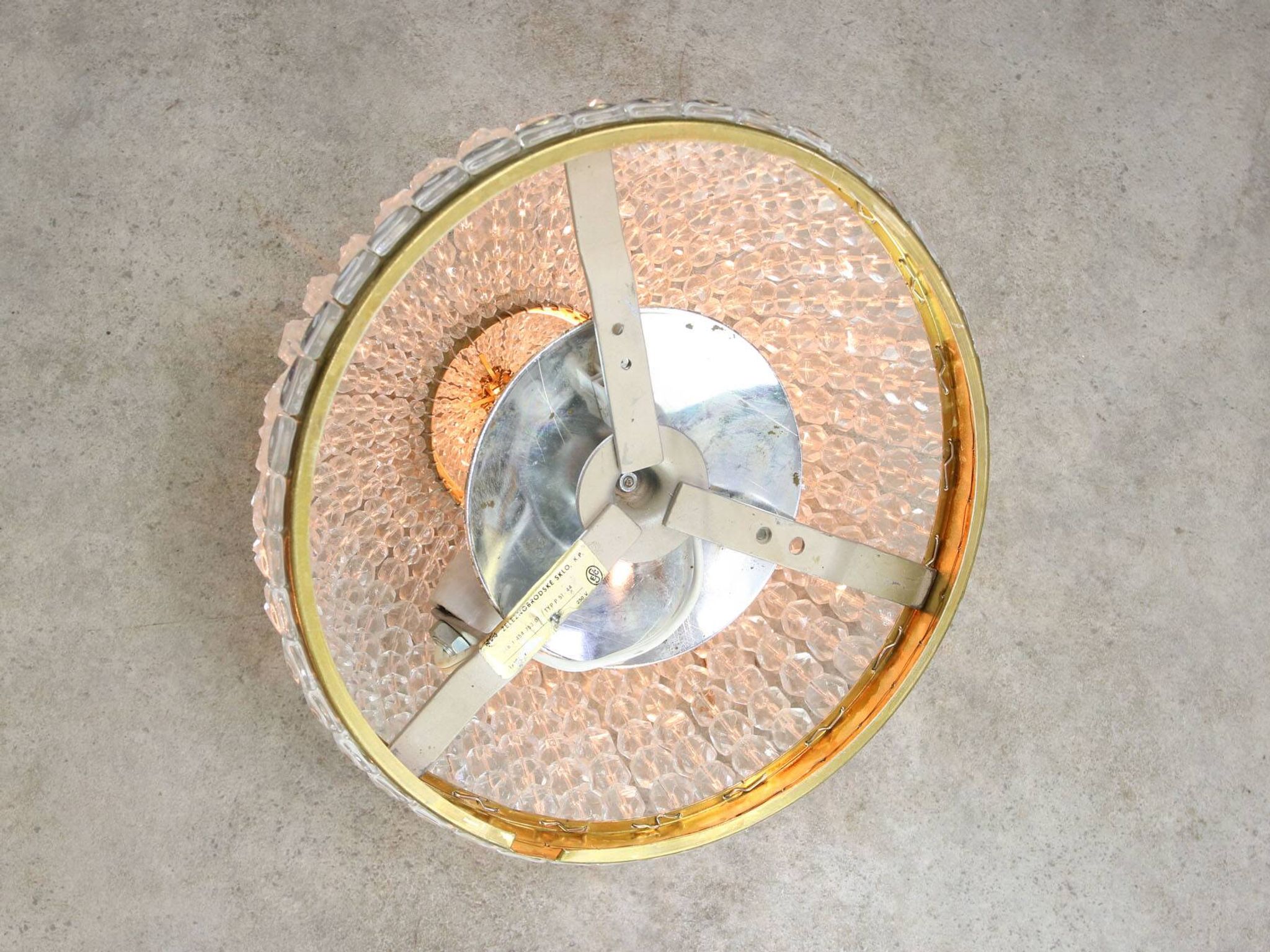 Mid-Century Czech Crystal and Brass Wall Lamp in Brass, 50s, set of 2