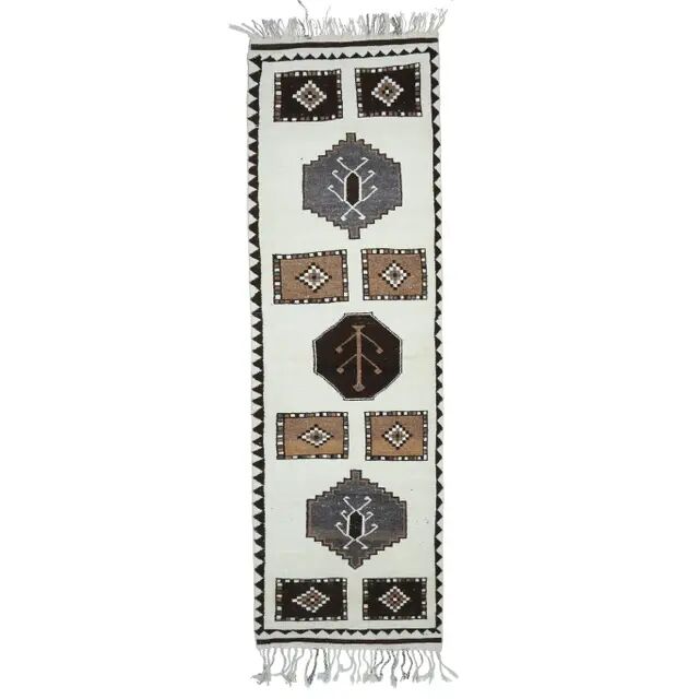 Vintage Turkish Oushak Handmade Wool Runner 100x365