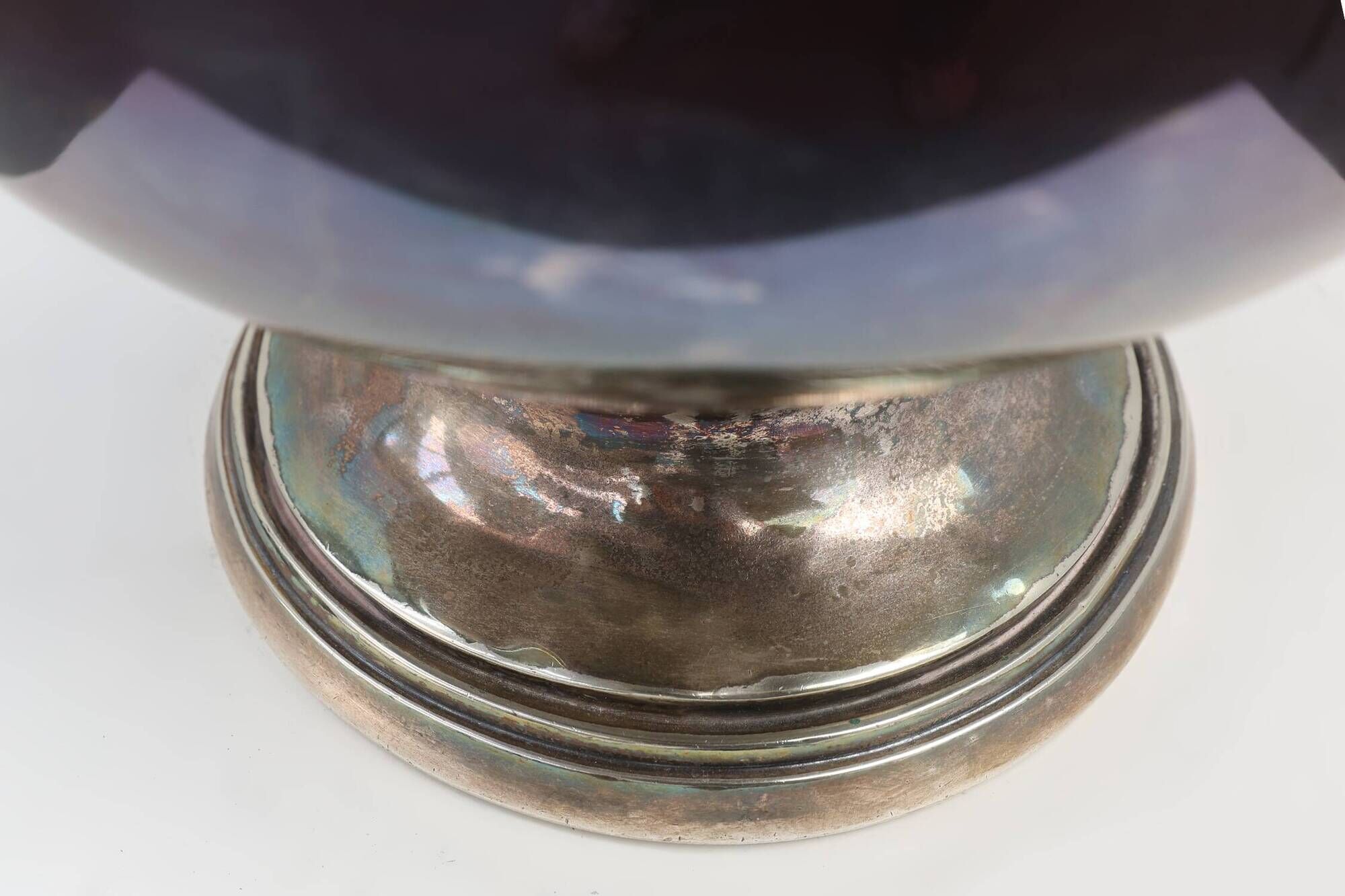 Art deco Silverplated champagne cooler with Patinated Surface, France 1920s