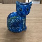Chat en céramique bleu