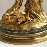 Sculpture, torchère "Jeune satyre" en bronze doré d'après Clodion
