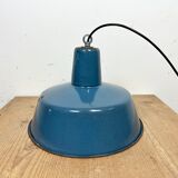 Industrial Blue Enamel Factory Pendant Lamp, 1960s